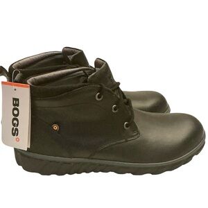 BOGS Mens Classic Casual Black Leather Chukka Boots Size 9.5 Waterproof Lace-ups